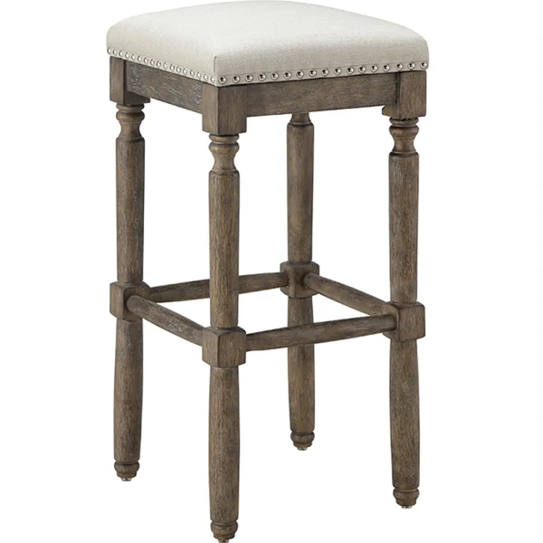 Aiden Upholstered Tan Backless Barstool With Nailhead Trim, 30 Promotion^* Fashion