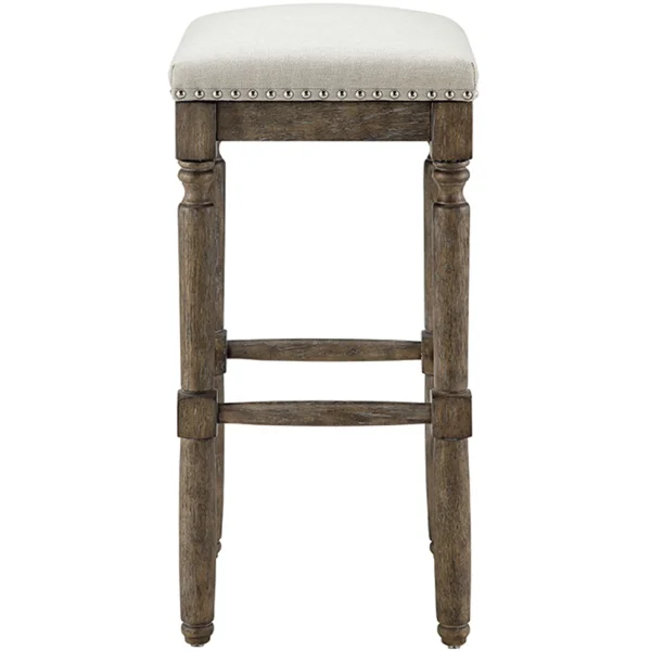 Aiden Upholstered Tan Backless Barstool With Nailhead Trim, 30 Promotion^* Fashion