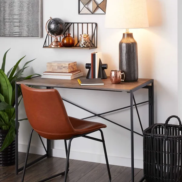 Dakota Black & Brown Industrial Modern Office Desk Bargain Sale^* Cheap