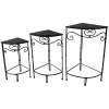 Fan Shaped Wood Top Plant Stand With Bronze Double Tube Metal Leg, Large Opening Sales^* Shop