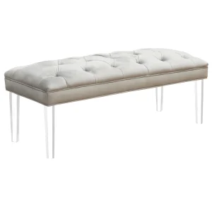 Laila Ali Grey Tufted Acrylic Leg Bench, Kd Online Discount^* Sale