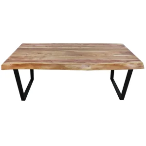 Live Edge Wood Top Coffee Table With Metal Base Good Quality^* Shop