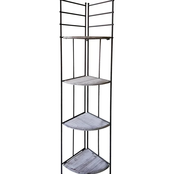 Metal Corner Rack With Folding Wood-Top Shelves, 63 Featured^* Sale