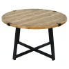 Round Wood Top Coffee Table With Metal X Base Clearance^* Discount