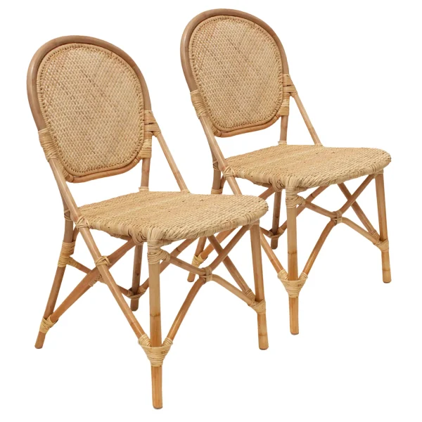 Set Of 2 Indah Rattan Bistro Dining Chairs Low Price^* Fashion