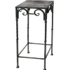 Square Wood Top Plant Stand With Rustic Twist Metal Leg, Large Clearance^* Clearance
