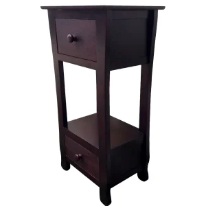 Theodore 2-Drawer Thick Leg End Table, Brown Less Expensive^* Hot
