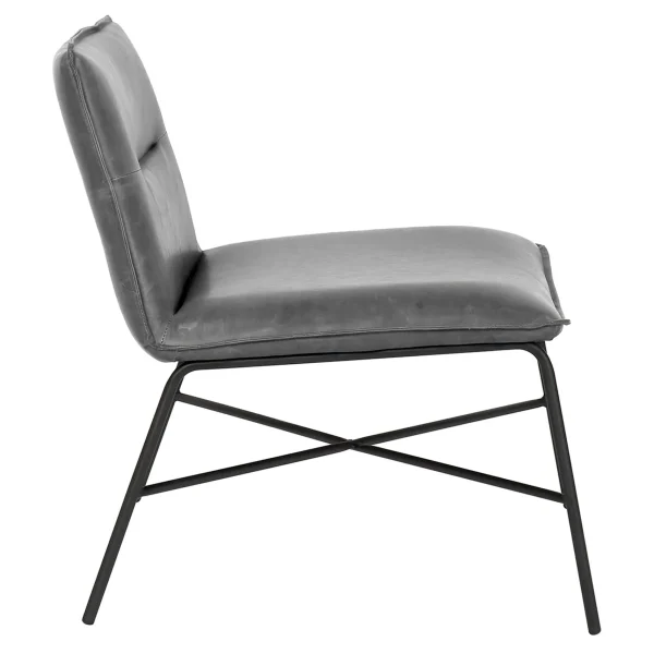 Zoey Black Faux Leather Armless Accent Chair Low Price^* Sale